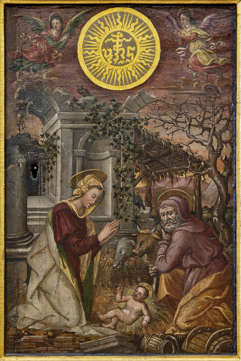 Jesu fødsel, dør til et ciborium, første halvdel af XVI århundrede (olie på panel) af Tuscan School
