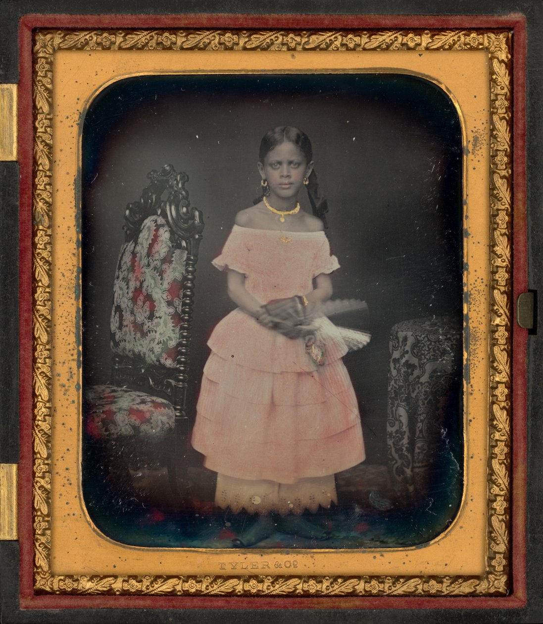 Portræt af en pige, muligvis Josephine Folks, ca. 1854 (foto) af Tyler & Co.