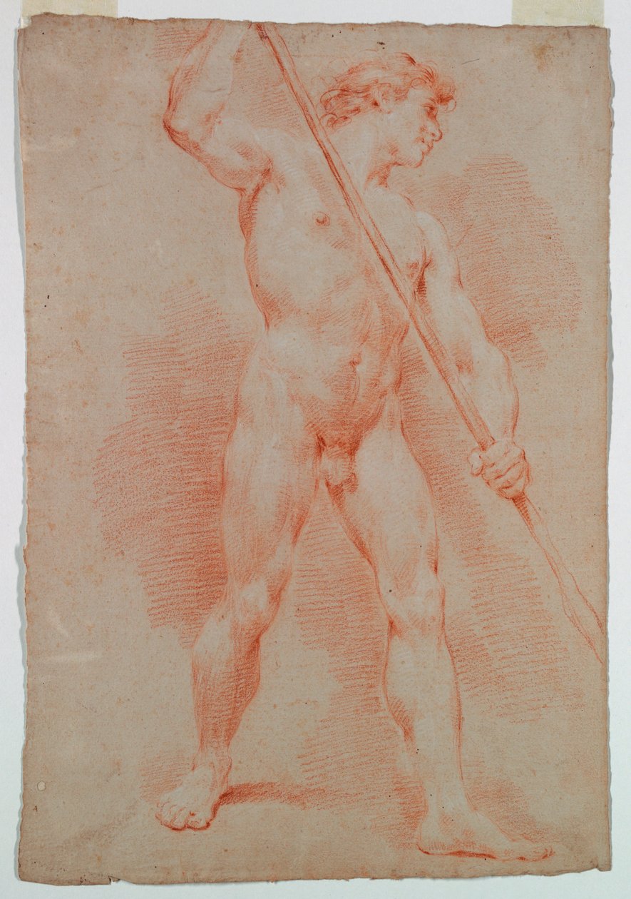 Tegning, studie af en nøgen person, ca. 1750 af Ubaldo Gandolfi