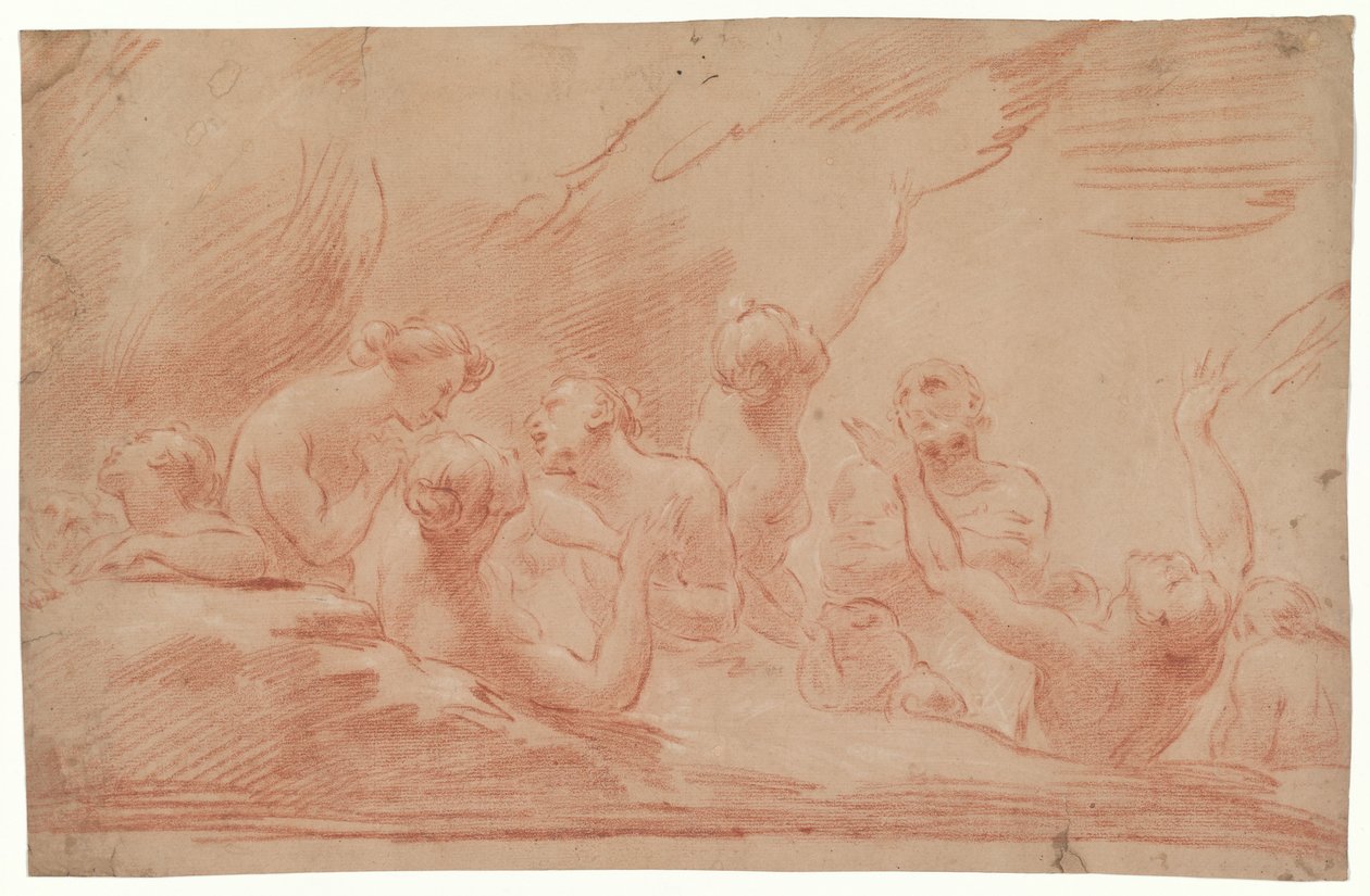 Seelen im Fegefeuer, Studie für Der selige Johannes Burali bittet die selige Jungfrau, für die Seelen im Fegefeuer zu intervenieren, San Bartolomeo, Bologna af Ubaldo Gandolfi
