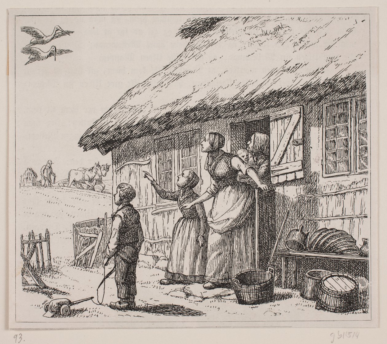 Illustration til "Storken er kommen", digt af Gotfred Rode af Ubekendt