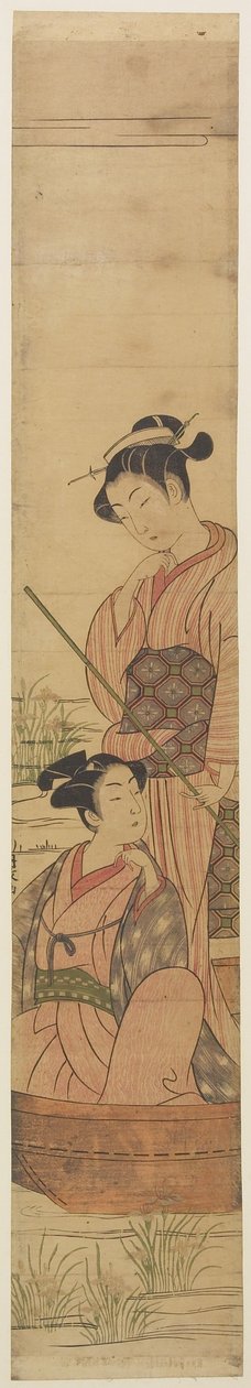 Ungt par i en båd under månen, ca. 1770-72 af Uchimasa