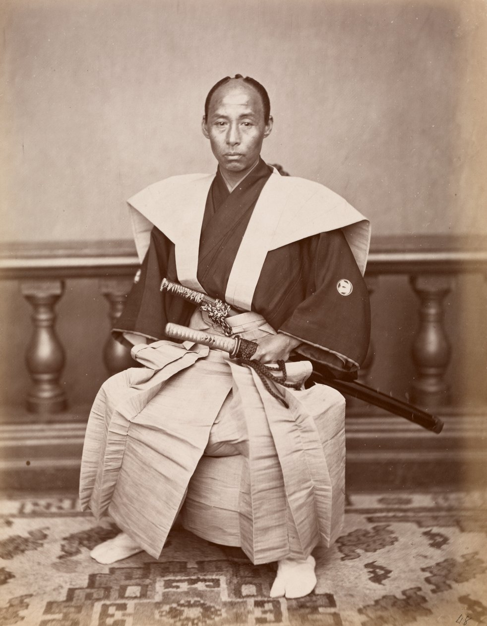 Samurai (Kiichi Harada), Nagasaki, Japan, ca. 1870 (en del overflade p skov t) af Ueno Hikoma