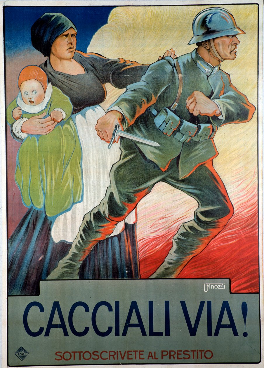 Propaganda-fascistisk plakat for det nationale lån, det 20. århundrede af Ugo Finozzi