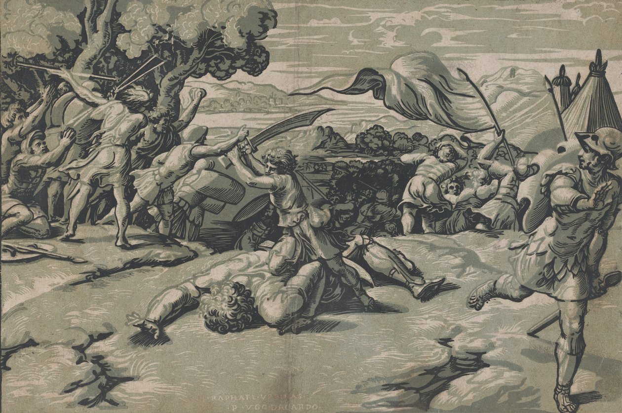 David og Goliat, ca. 1520-27. af Ugo da Carpi
