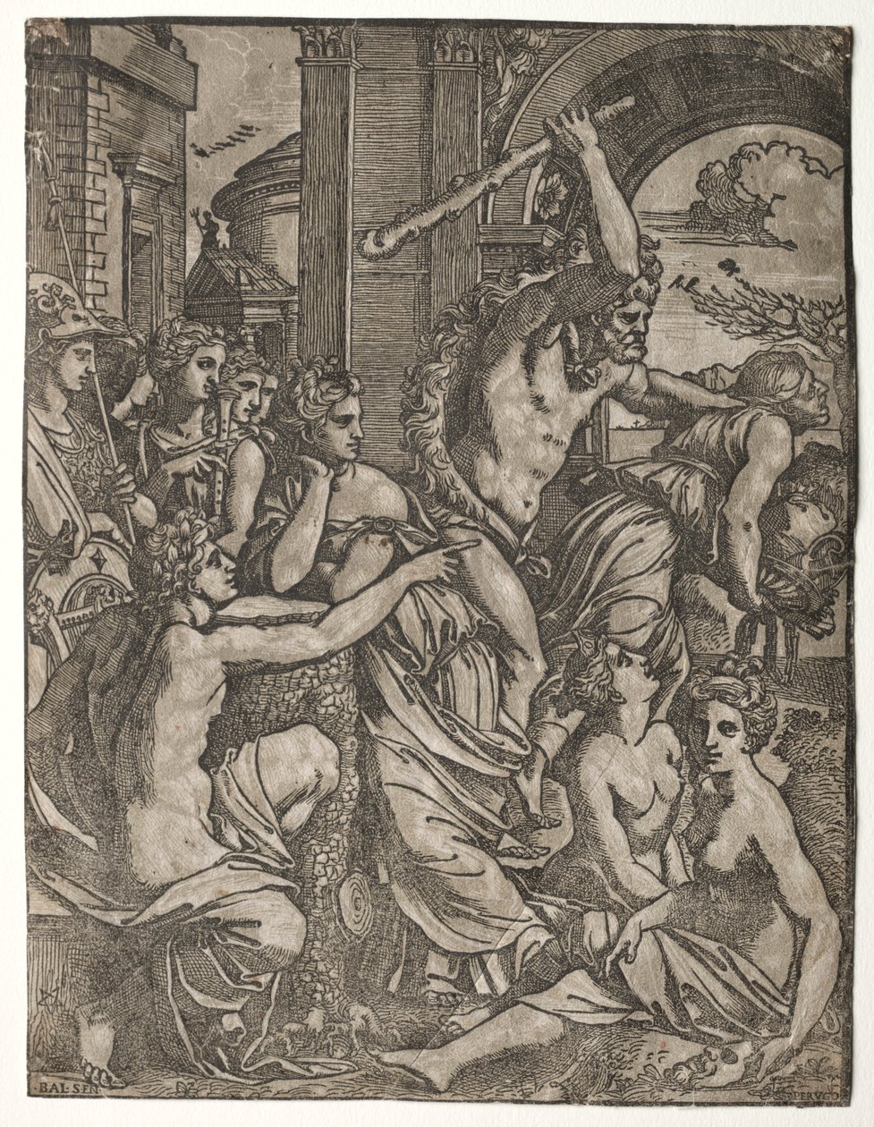 Hercules driver misundelse fra musernes tempel, 1522-24. af Ugo da Carpi