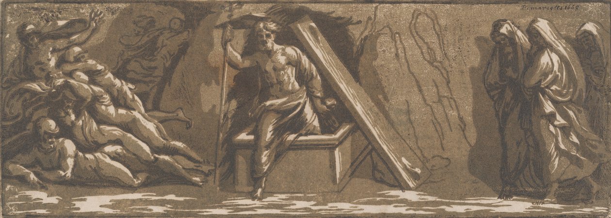 Kristi opstandelse, ca. 1520-27. af Ugo da Carpi