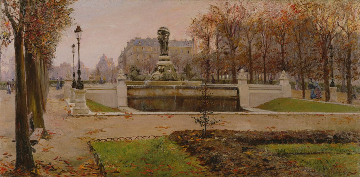 Udsigt over Tuillerie-haven, Paris (olie på lærred) af Ulisse Caputo