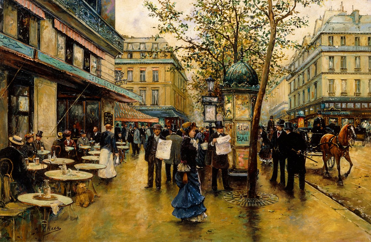 Place de l"Opera, Paris, af Ulpiano Checa y Sanz