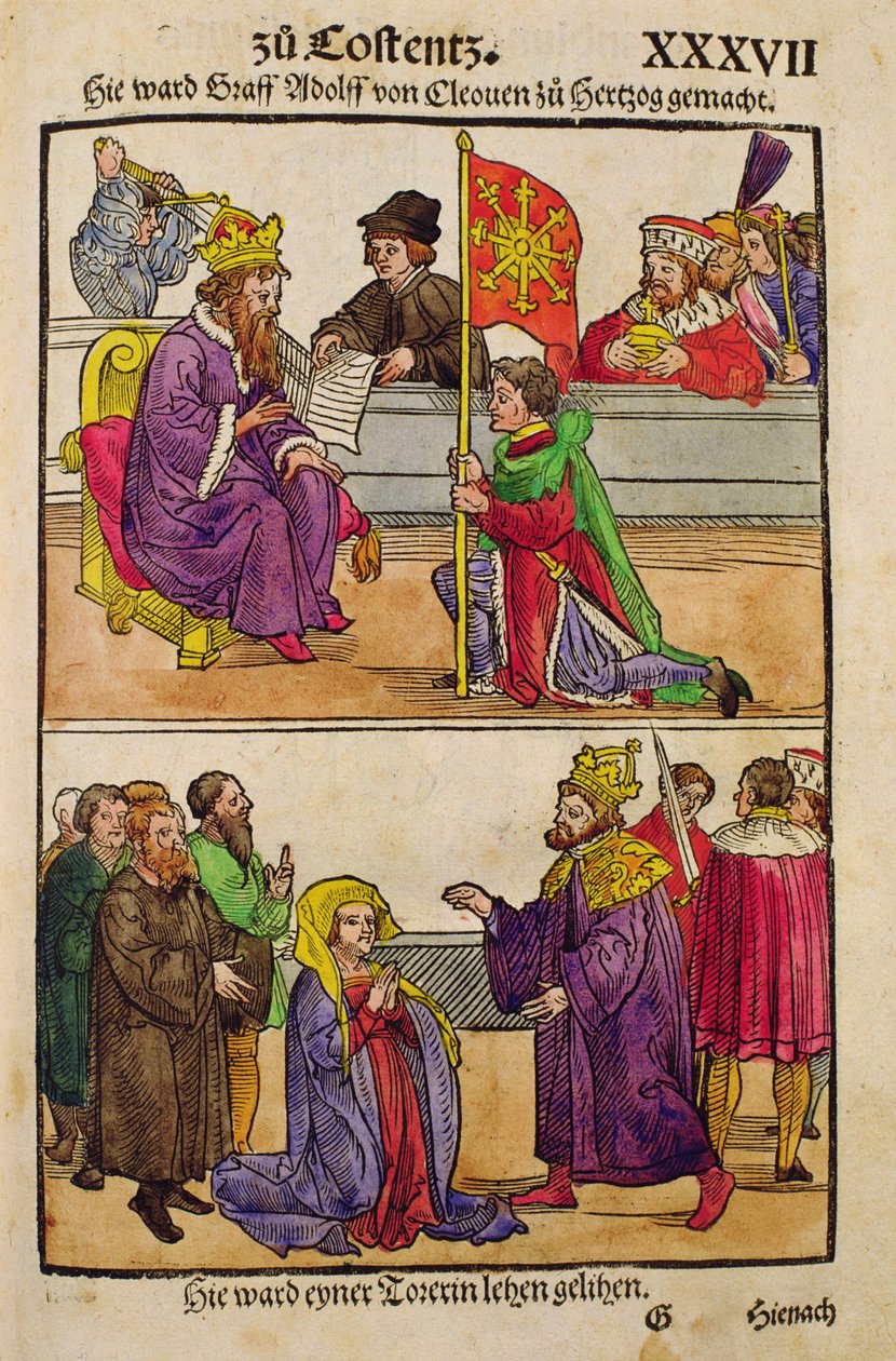Sigismund hæver grev Adolf af Cleves til rang af hertug ved koncilet i Konstanz fra 