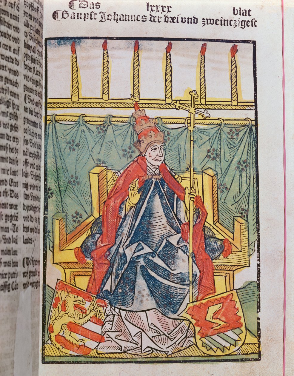 Modpaven Johannes XXIII (ca. 1370-1419) ved Koncilet i Konstanz (1414-18), 1483 (farvet træstik) af Ulrich von Richental