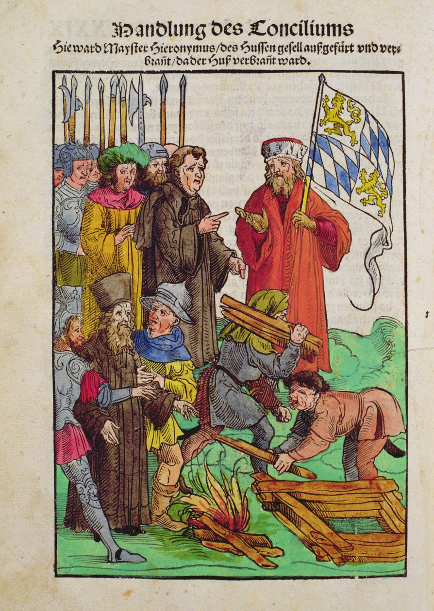 Henrettelsen af Jan Hus eller en af hans præster ved Konciliet i Konstanz, fra 