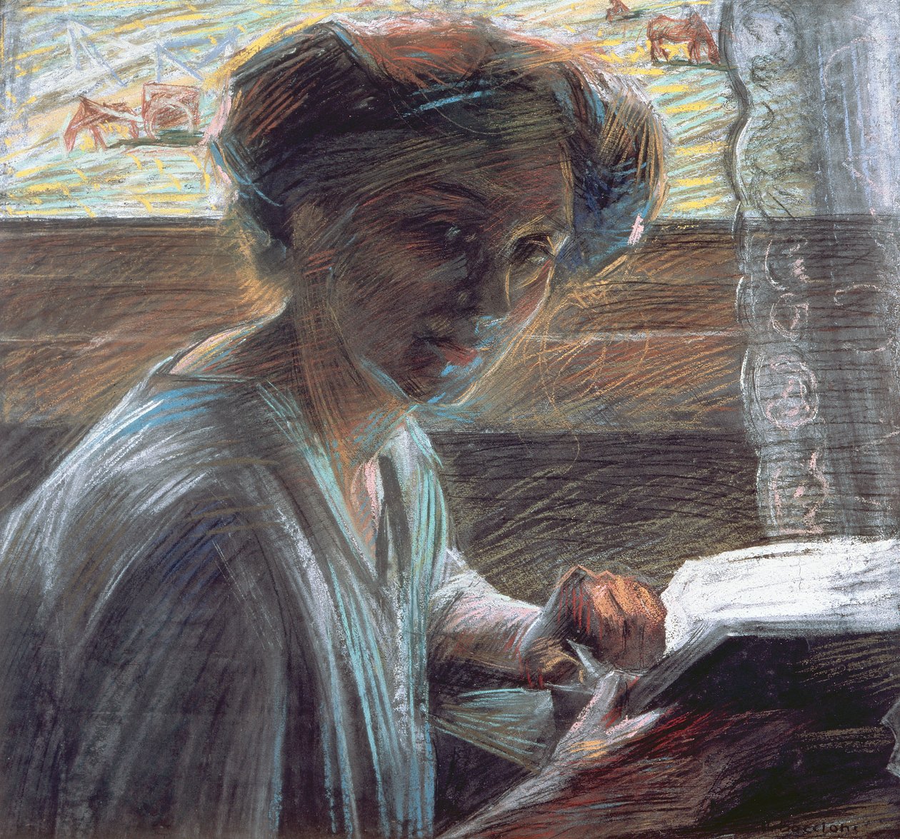Kvinde læser, 1909 af Umberto Boccioni