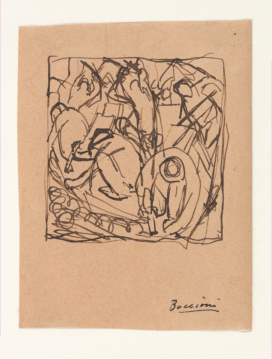 Kompositionsstudie für "Die Straßenpflasterer" af Umberto Boccioni
