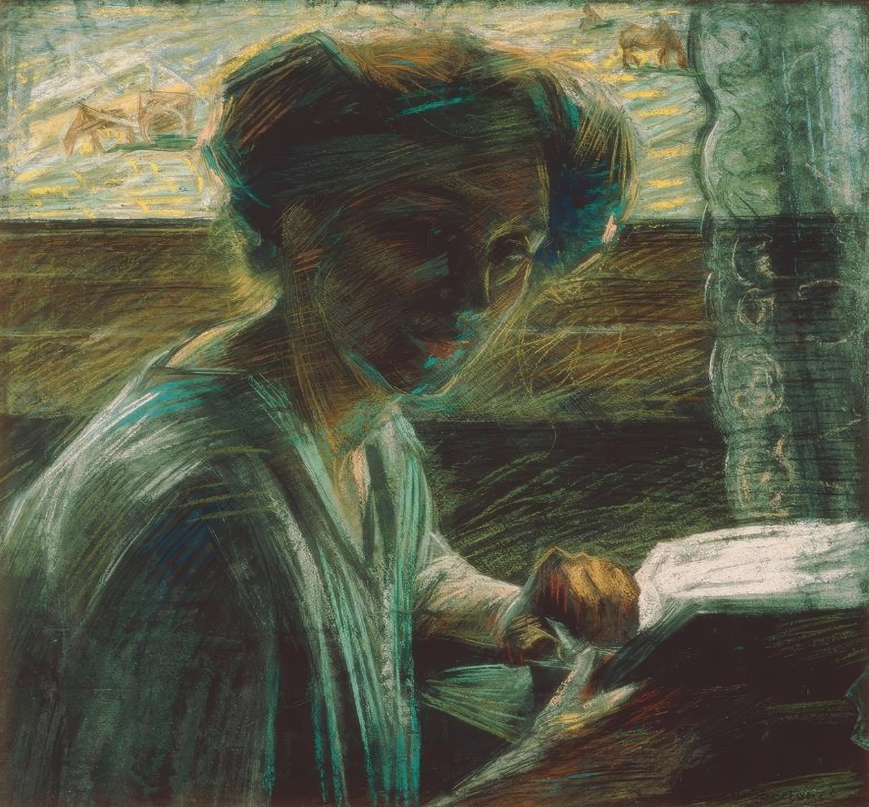 Kunstnerens søster under læsning af Umberto Boccioni