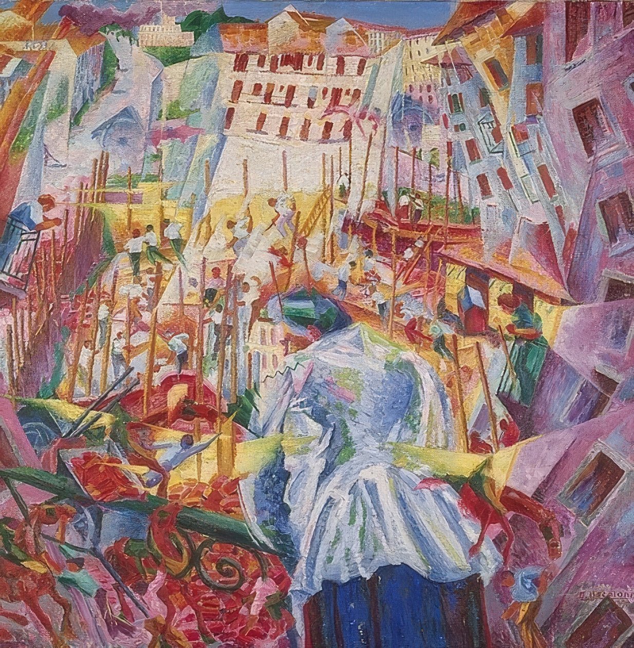 Gaden trænger ind i huset (La strada entra nella casa). 1911 af Umberto Boccioni