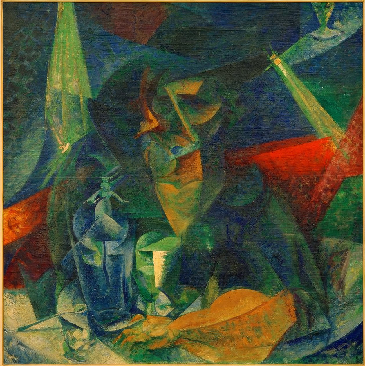 Kvinde på kaffebar (Dekomposition af kvinde ved et bord) af Umberto Boccioni