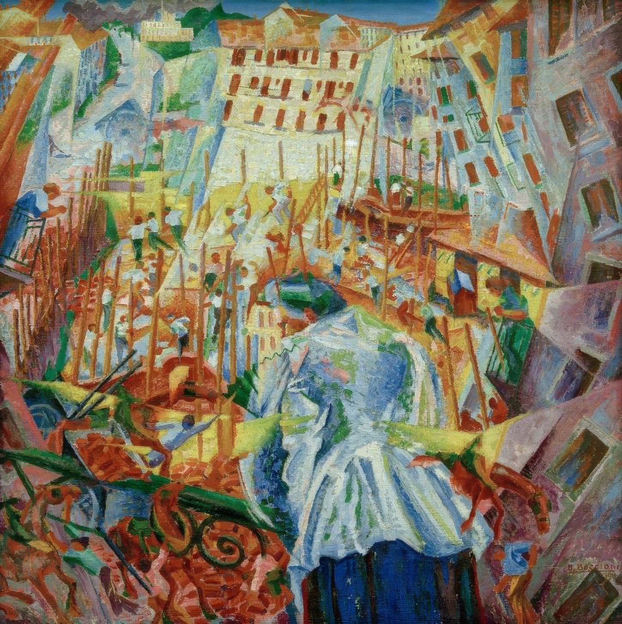 Gaden kommer ind i huset af Umberto Boccioni