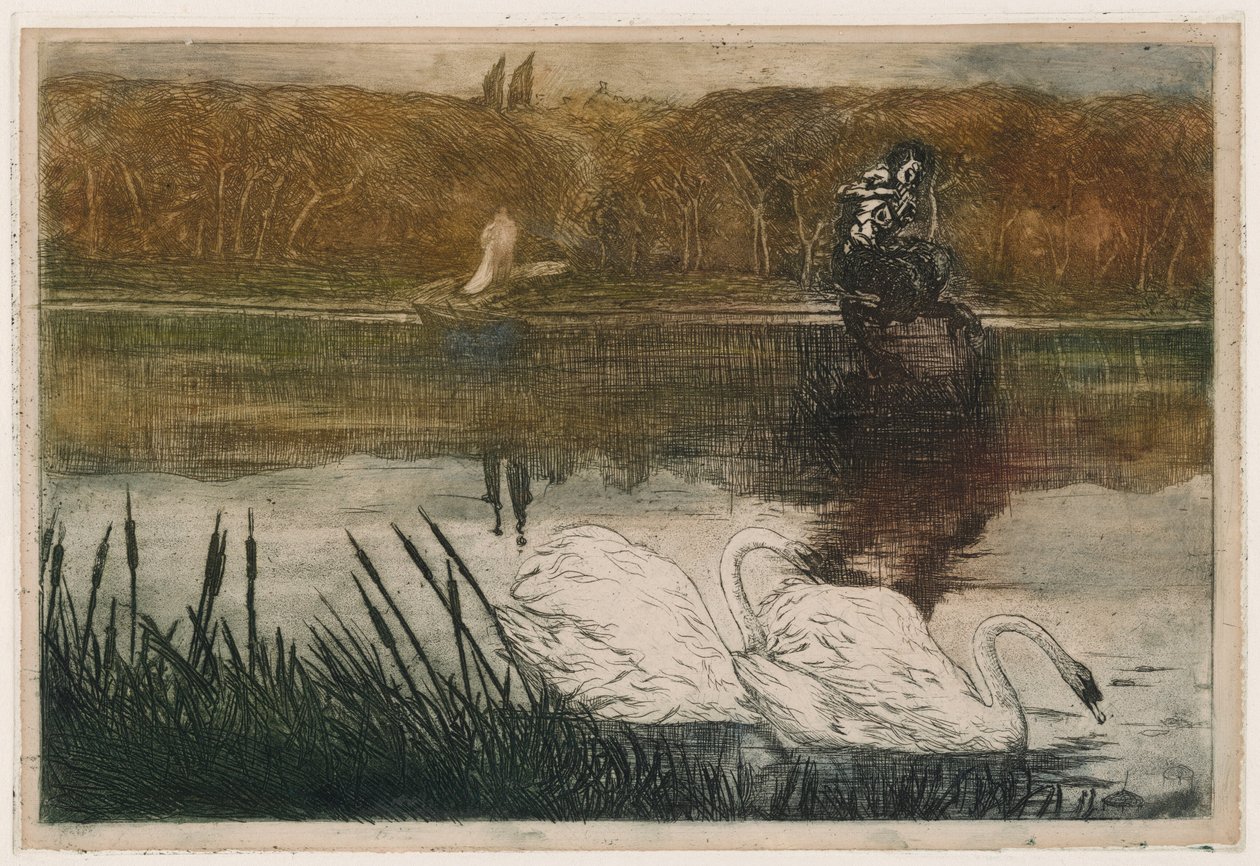 Sø med svaner af Umberto Boccioni