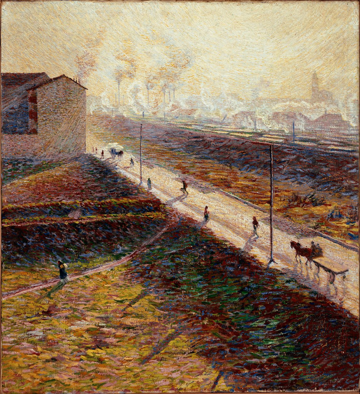 Morgen eller "" Forstadsvejen tidligt om morgenen"" Maleri af Umberto Boccioni (1882-1916) 1909 Søn. 60x55 cm Privat samling af Umberto Boccioni