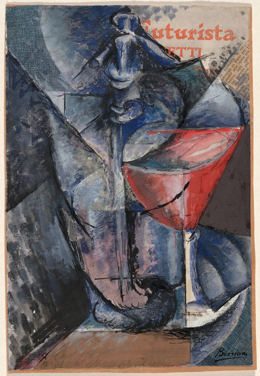 Stilleben: glas og sifon af Umberto Boccioni
