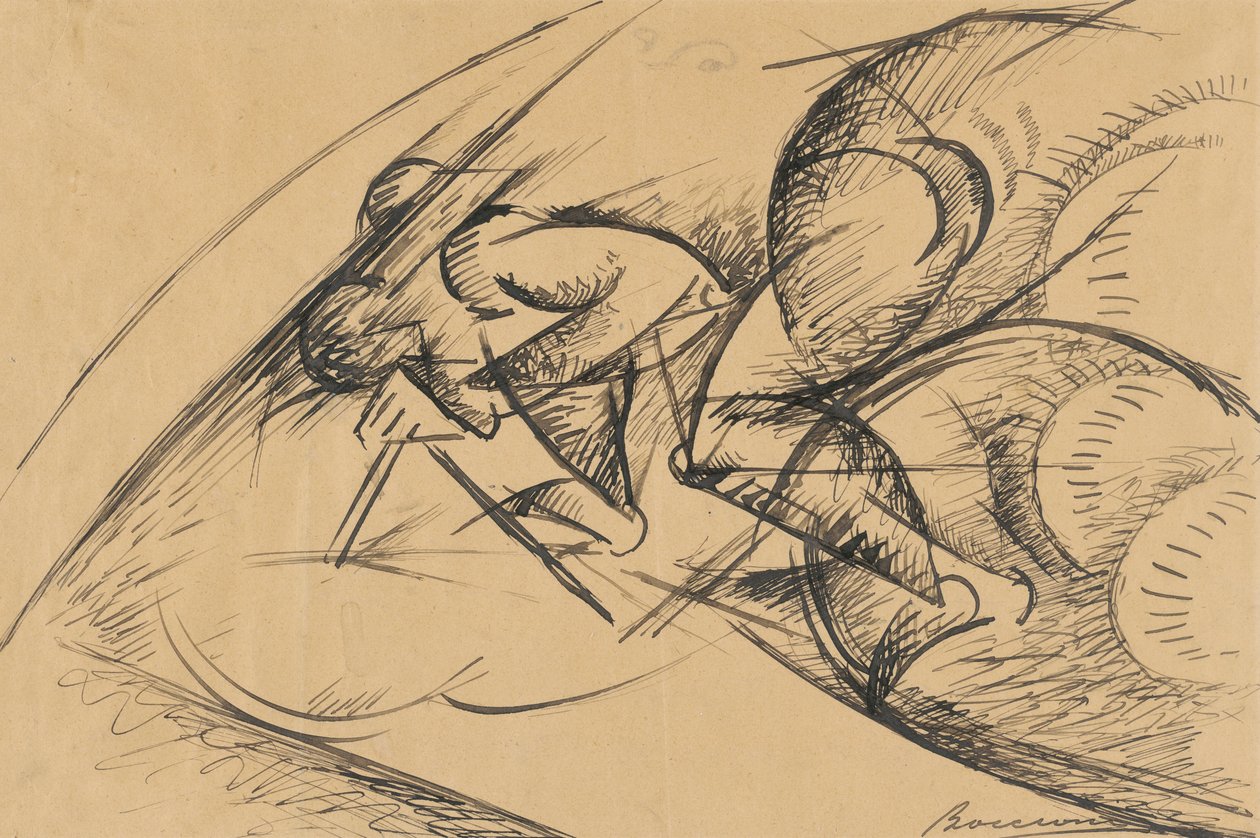 Undersøgelse for en cyklists dynamiske kraft I af Umberto Boccioni
