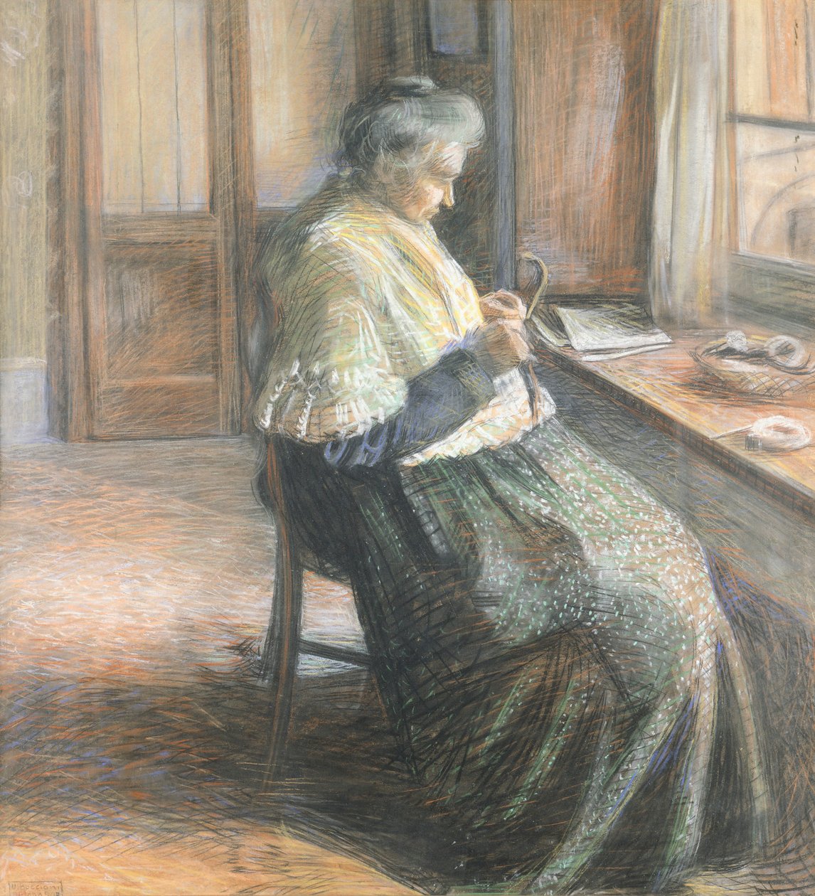 Moderportrættet af en ældre kvinde af Umberto Boccioni