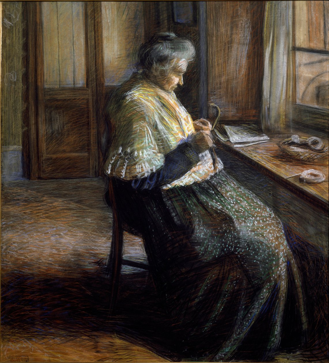 Moderportrættet af en ældre kvinde af Umberto Boccioni
