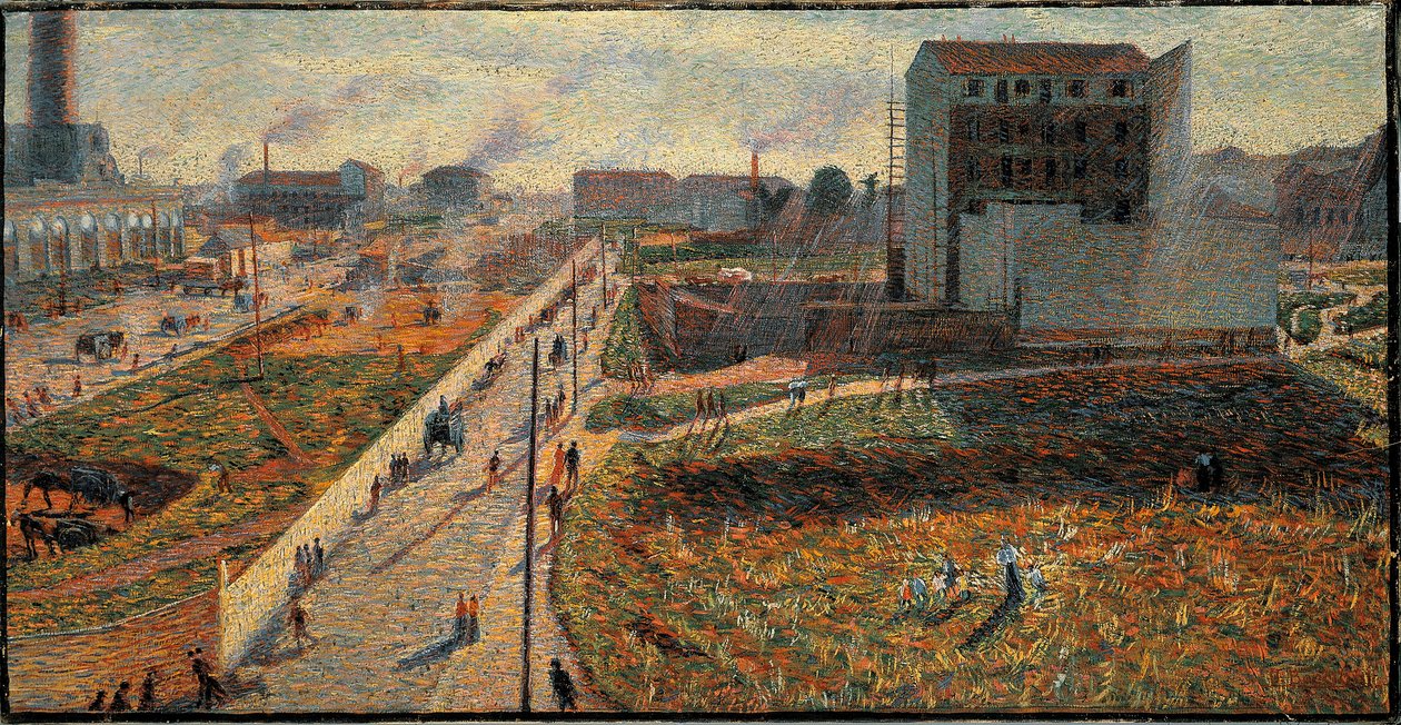 Fabrikkerne i Porta Romana i Milano (Olie på lærred af Umberto Boccioni