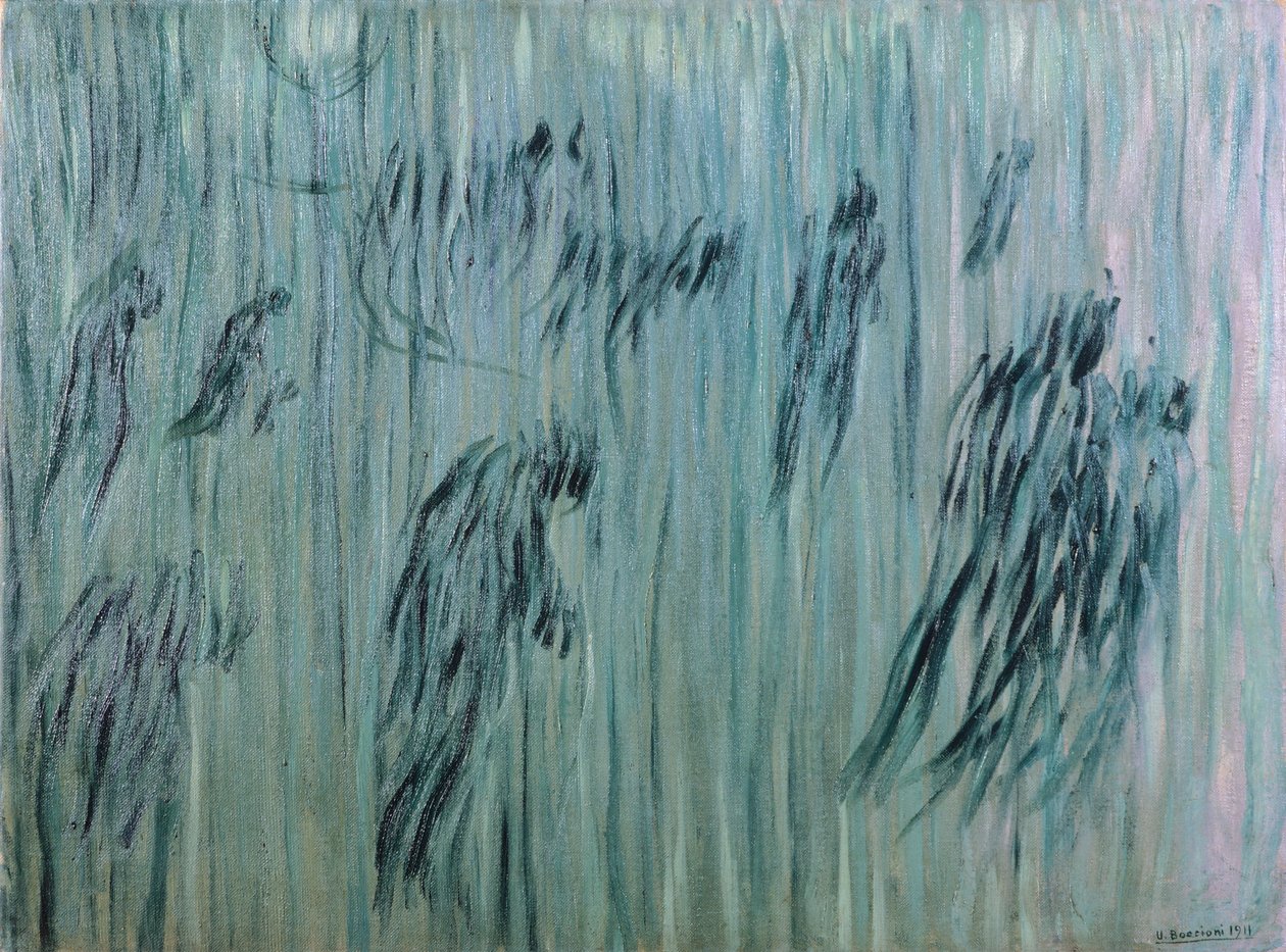 They Who Stay af Umberto Boccioni (1882-1916), olie på lærred, 71x96 cm af Umberto Boccioni