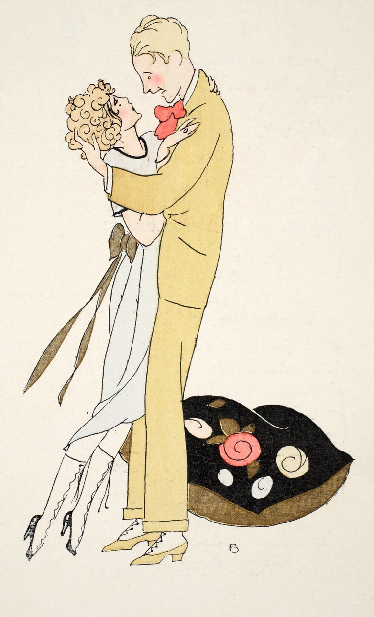 En kærlig omfavnelse (pochoir print) af Umberto Brunelleschi
