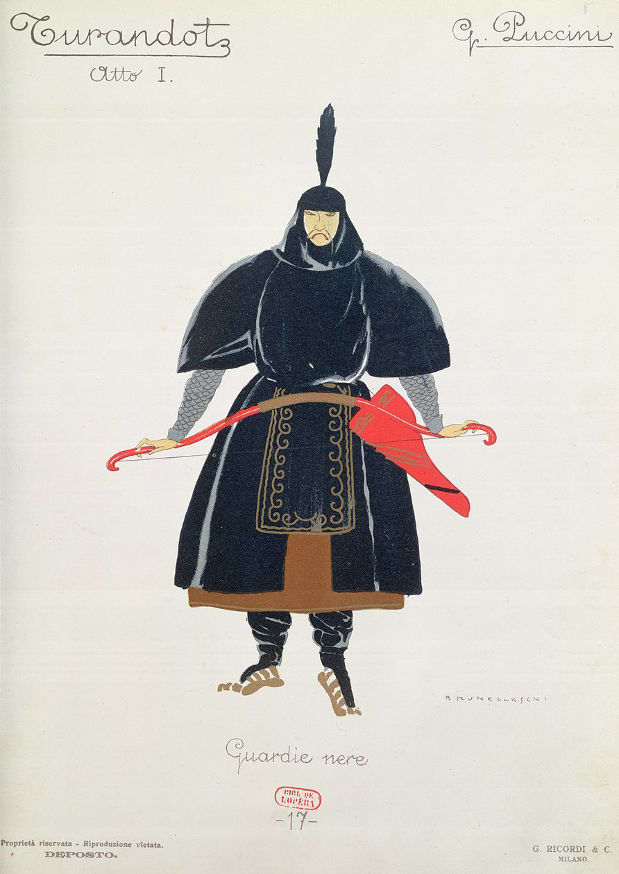 Kostumedesign til Black Guards fra Turandot af Giacomo Puccini af Umberto Brunelleschi
