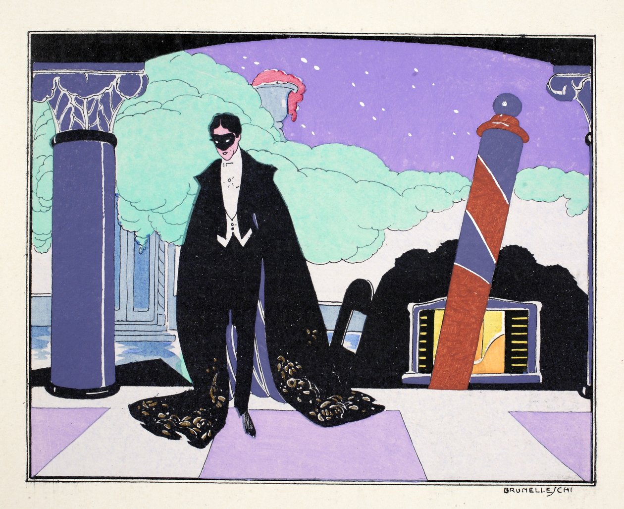 Le Bon Ton på teatret (stenciltryk) af Umberto Brunelleschi