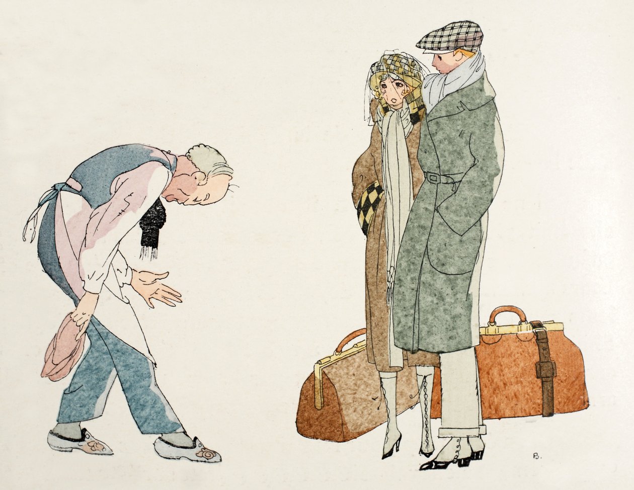 Vender hjem fra bryllupsrejsen (pochoir print) af Umberto Brunelleschi