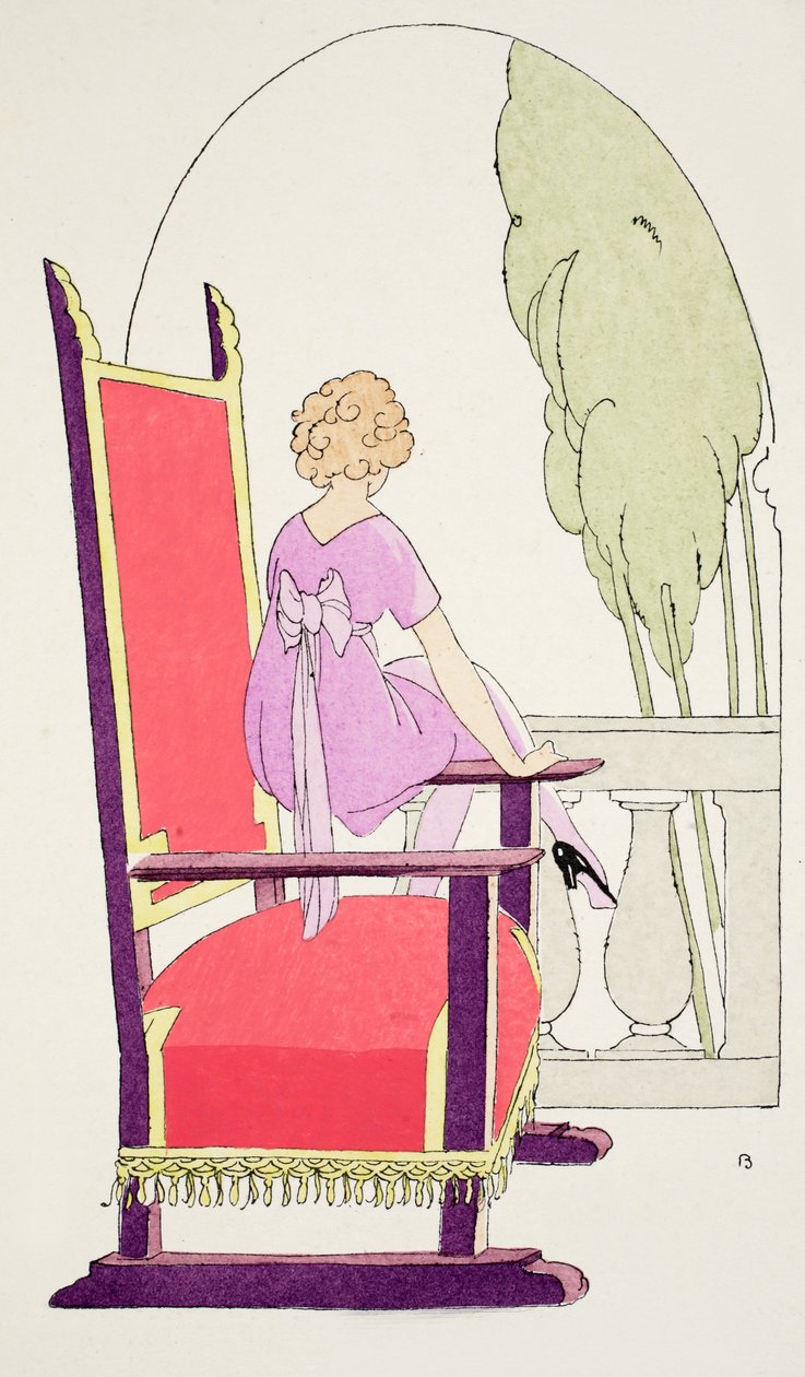 Venter på altanen (pochoir print) af Umberto Brunelleschi