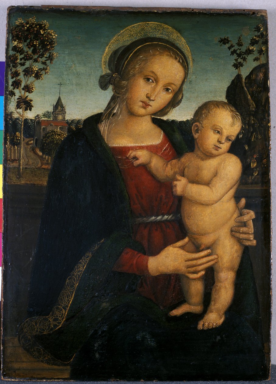 Madonna og barn, 1500 (tempera på træ) af Umbrian School