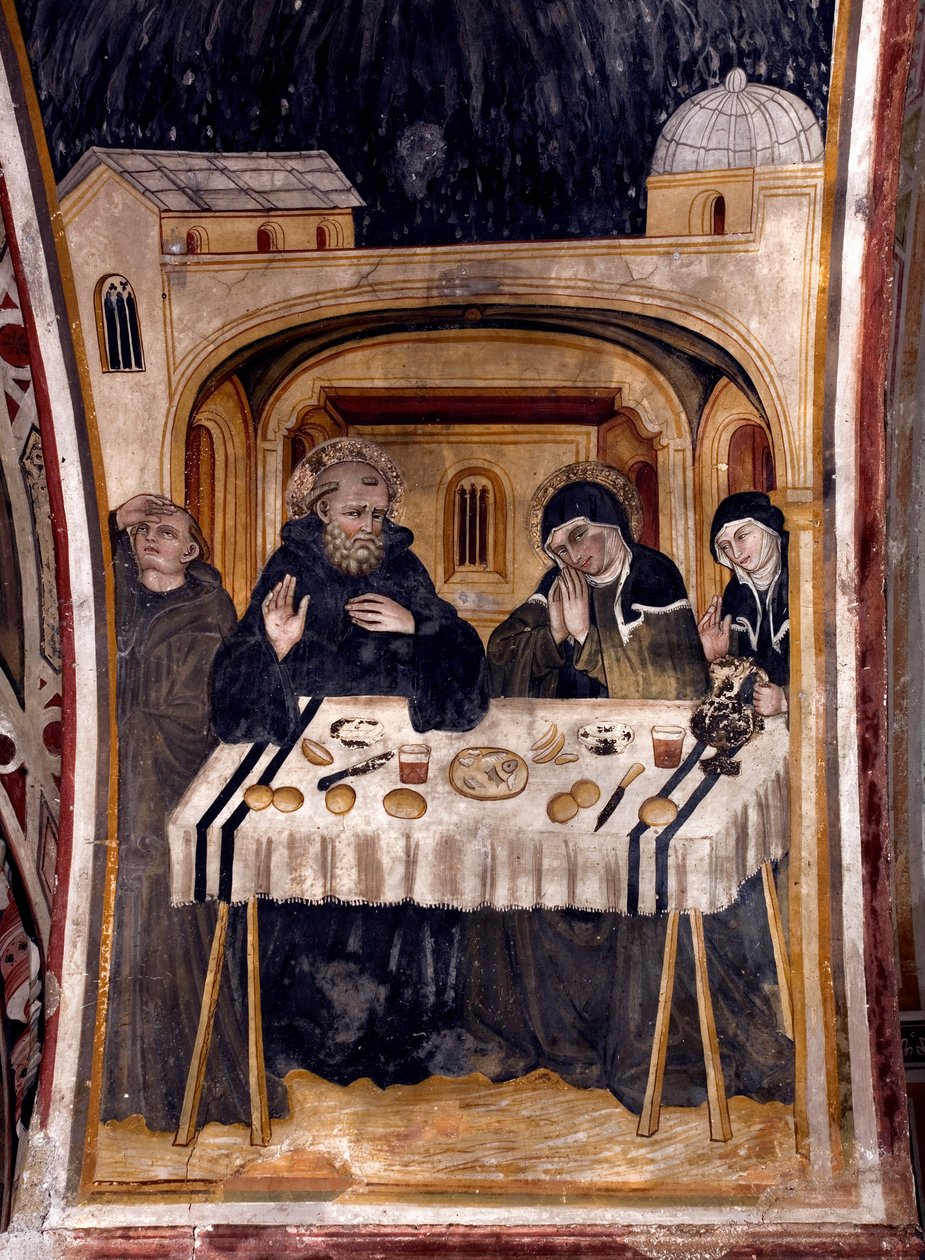 Det sidste møde den 06/02/547 mellem Saint Benedict of Nursie og hendes søster Sainte Scolastique af Umbrian School