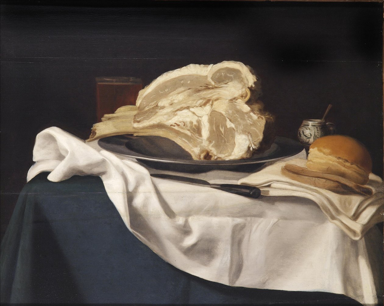Stilleben med kød og brød af Umkreis des Johann Michael Hambach