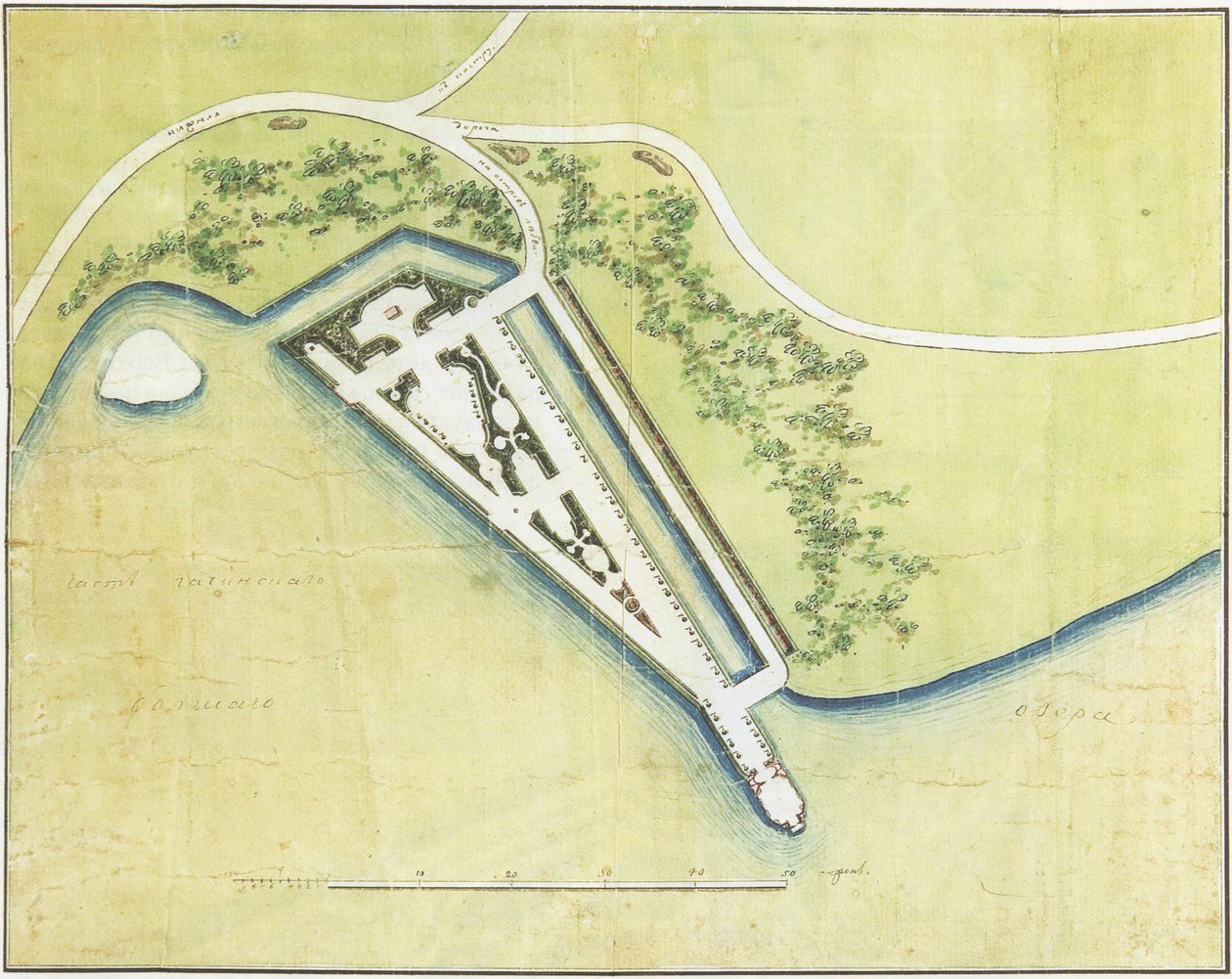 Plan for kærlighedens ø i Gatchina Park af Unbekannt Unbekannt