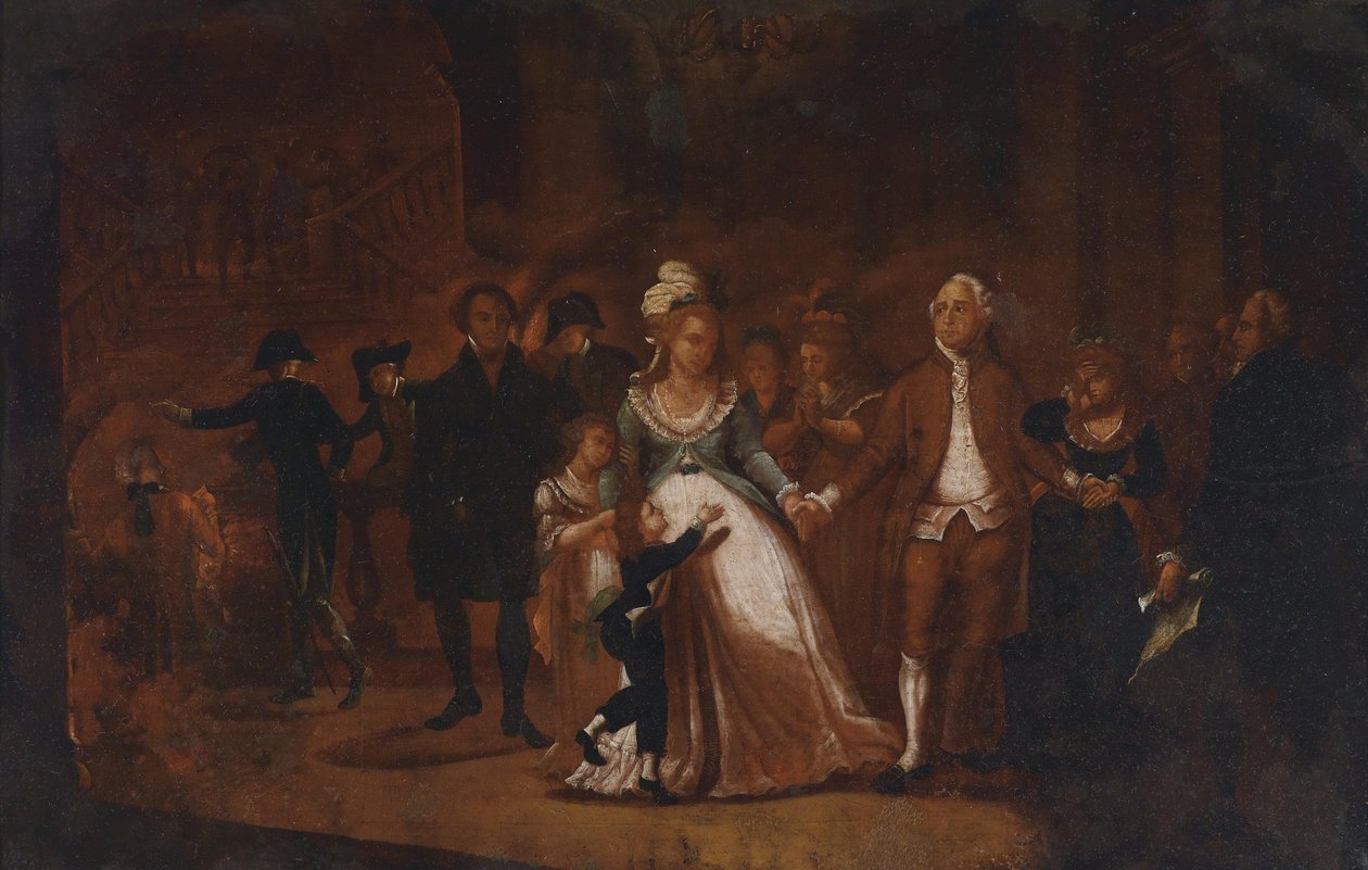 Farvel til kong Louis XVI. fra hans familie i templet af Unbekannt Unbekannt