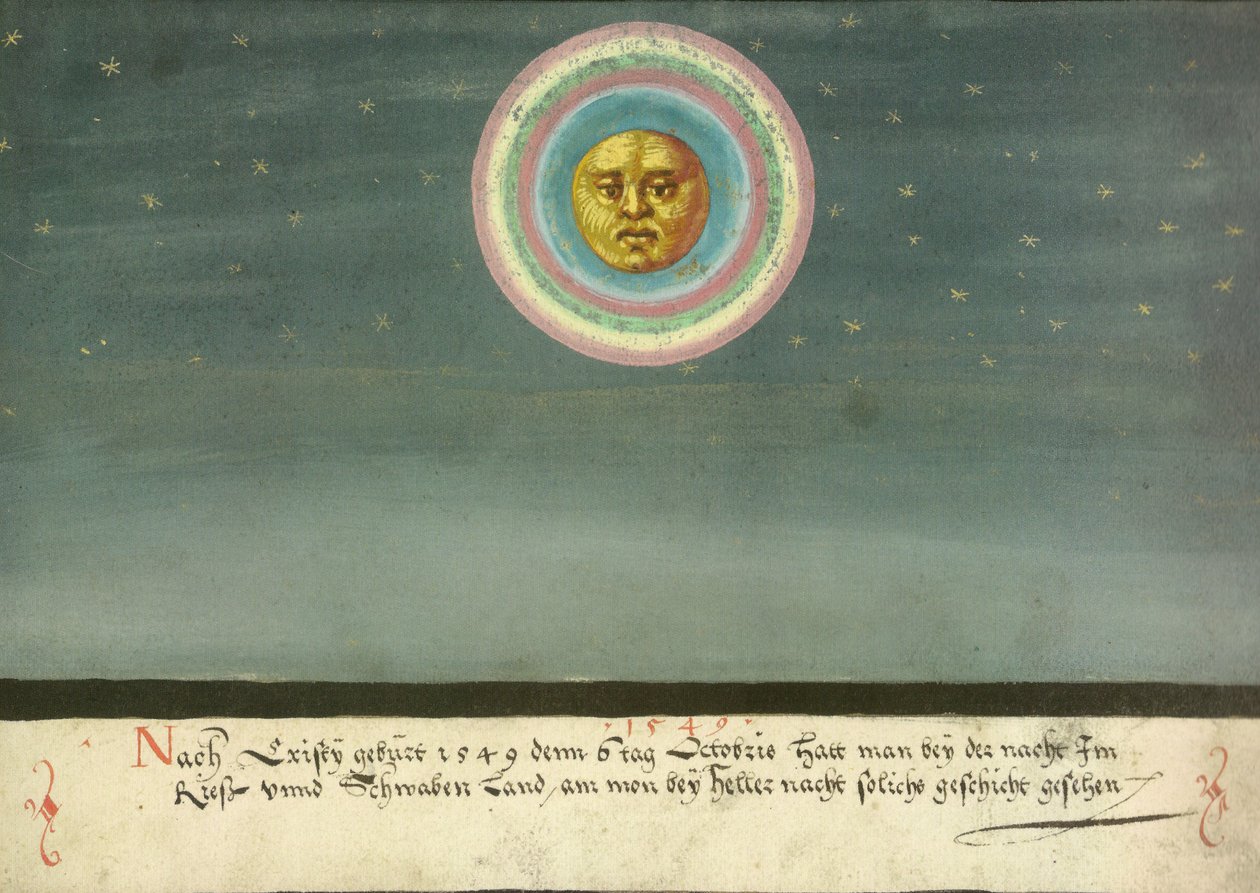 Augsburger Wunderzeichenbuch - Folio 163- Månekalender over Schwaben af Unbekannt Unbekannt
