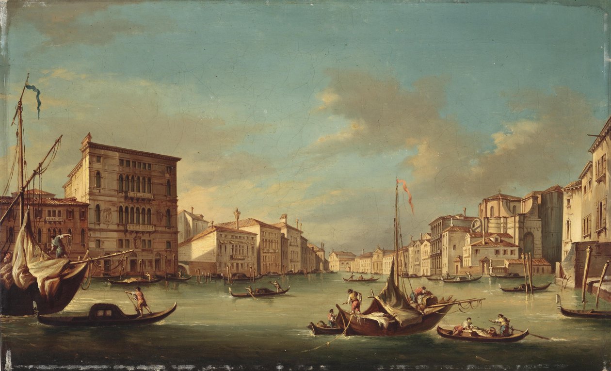 Udsigt over Canal Grande med kirken San Geremia af Unbekannt Unbekannt