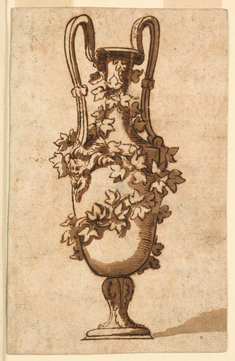 Tegning, design til en dekorativ vase, 1750–1800 af Unbekannt Unbekannt