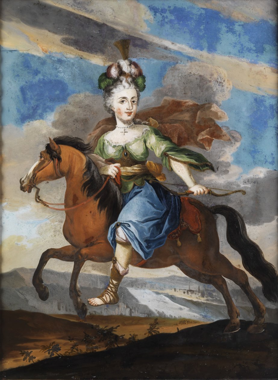 Høflig dame som Diana til hest. af Unbekannt Unbekannt