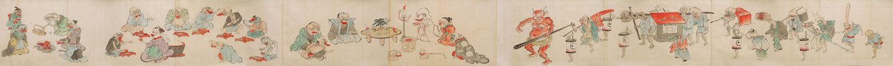 Japansk rulle, der skildrer Yokai/Youkai trolovelse, ægteskab og hjemmeliv af Unbekannt Unbekannt