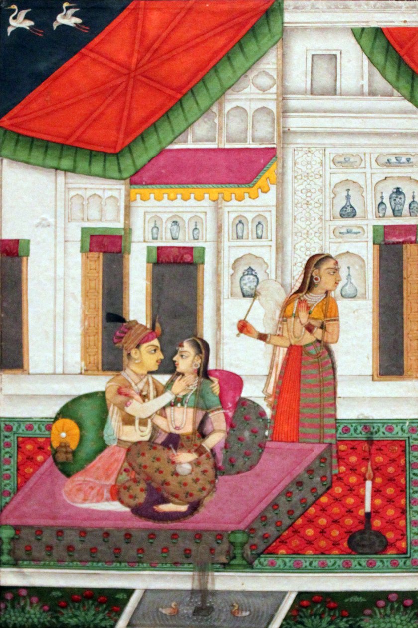 Elskere på verandaen; Hyderabad, Indien af Unbekannt Unbekannt