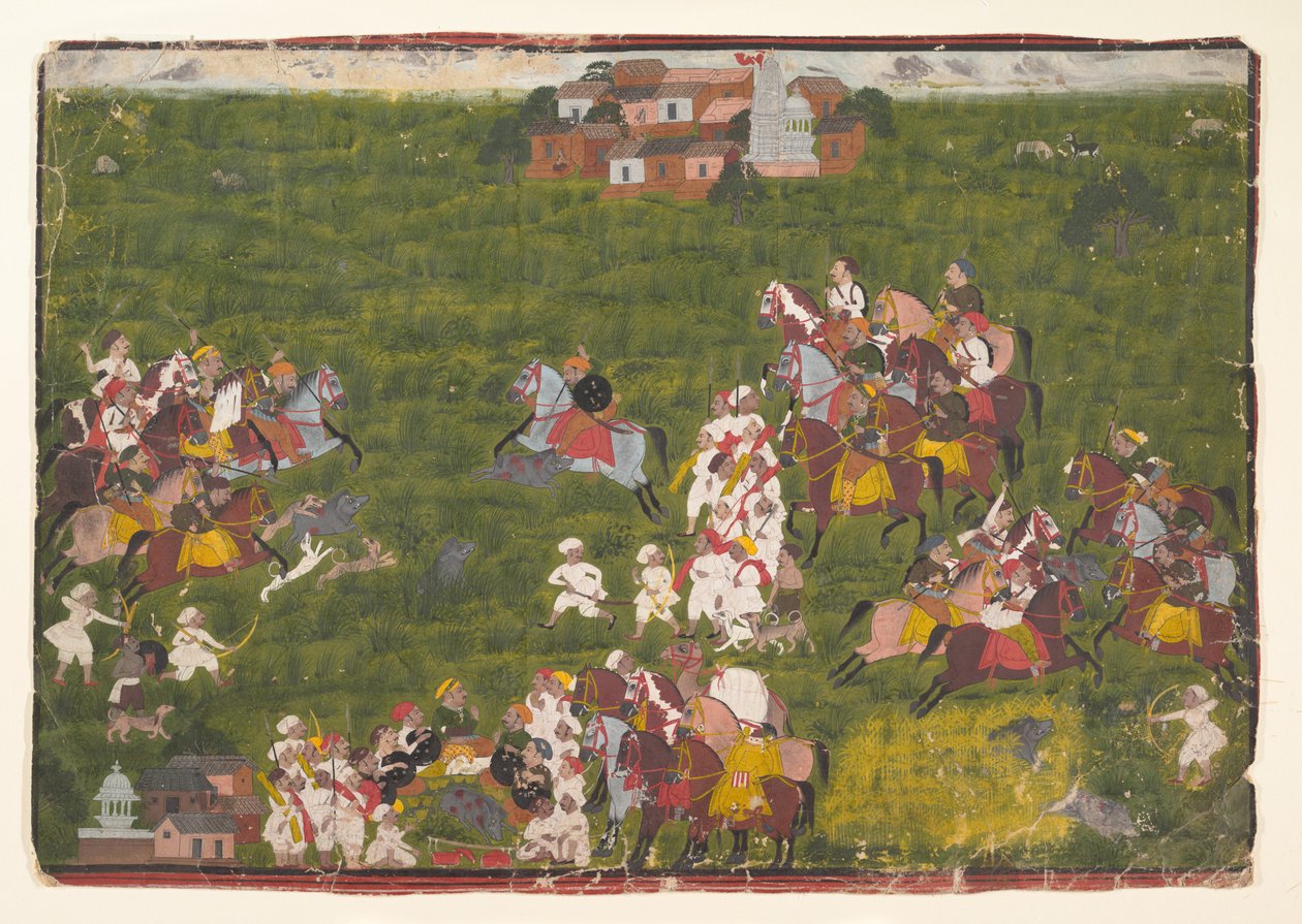 Maharana Sangram Singh Hunting Wild Bore af Unbekannt Unbekannt