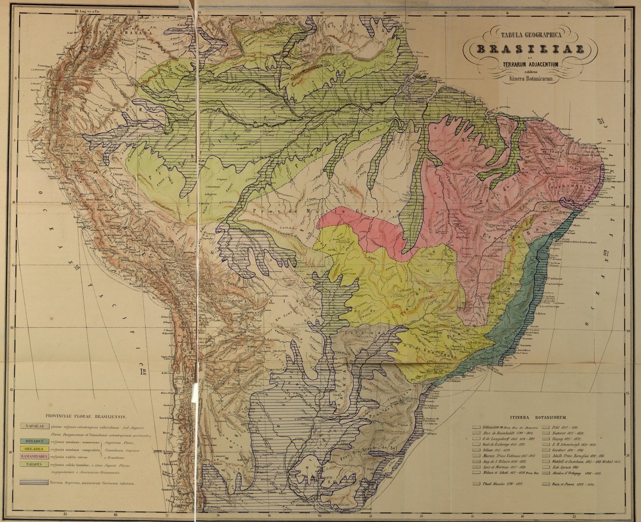 Kort over de floristiske provinser i Brasilien af Martius af Unbekannt Unbekannt