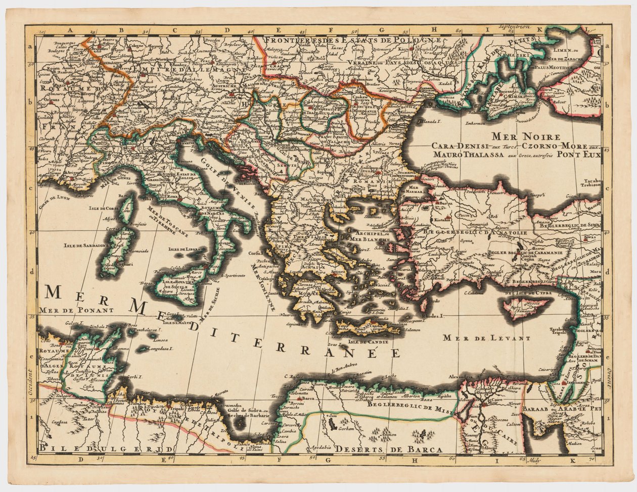 Det Osmanniske Rige i 1696 af Jaillot (Middelhavet særlig High Definition) af Unbekannt Unbekannt