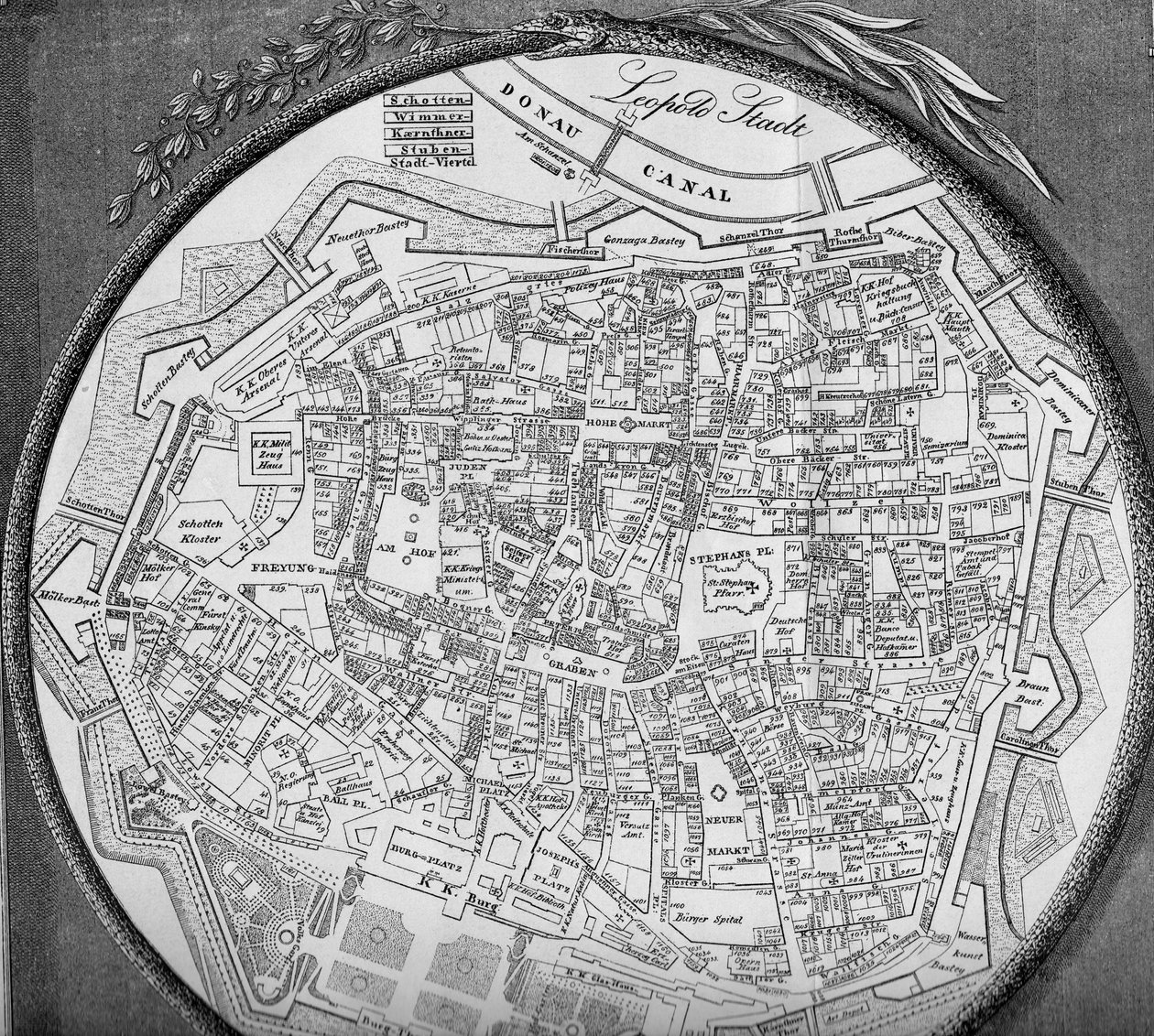 Plan for Wiens indre by, fra 1854 af Unbekannt Unbekannt